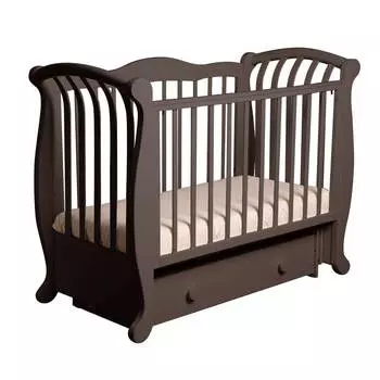 Лель Кроватка "Магнолия" маятниковая поперечная, махагон