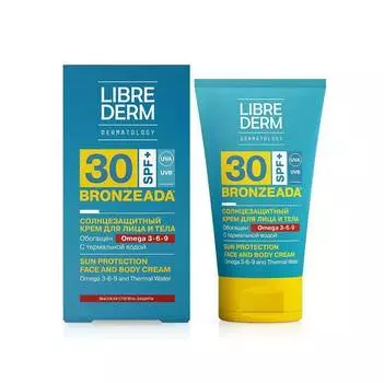 LIBREDERM Bronzeada Солнцезащитный крем SPF30 с Омега 3-6-9 и термальной водой, 150 мл
