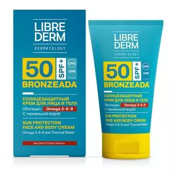 LIBREDERM Bronzeada Солнцезащитный крем SPF50 с Омега 3-6-9 и термальной водой, 150 мл