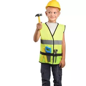ЛИДЕР Набор строителя (каска, жилет, молоток, линейка, пила, кусачки)