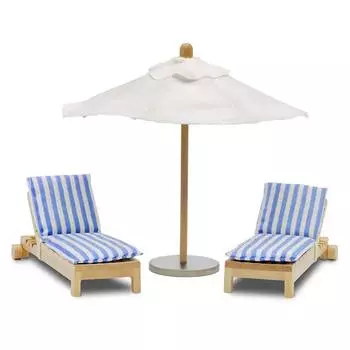 Lundby Набор мебели для домика "Шезлонги с зонтиком"