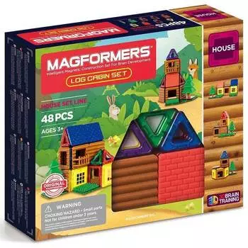 MAGFORMERS Магнитный конструктор Log Cabin, набор 705006, 48 деталей