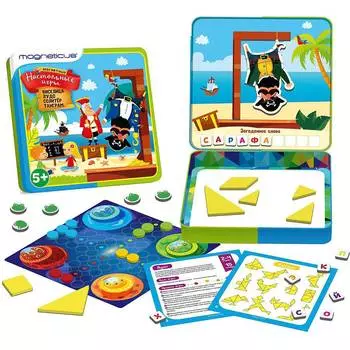 Magneticus Магнитные настольные игры 4в1, виселица, лудо, солитер, танграм