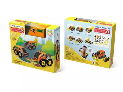 MAGNETICUS Магнитный конструктор "Городская техника", 6 в 1