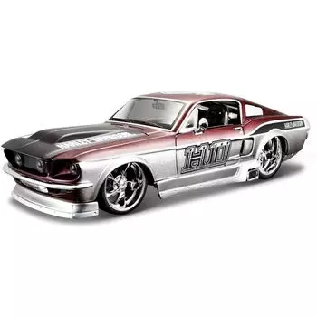 Maisto Машинка металлическая Ford Mustang GT 1967 Harley Davidson, 1:24, серебристая