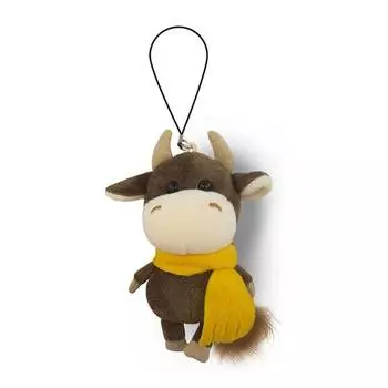 MAXITOYS LUXURY Брелок Бычок коричневый в желтом шарфике, 11 см