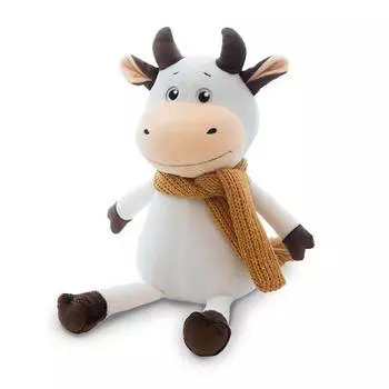 MAXITOYS LUXURY Мягкая игрушка Бычок Афоня в шарфе, 28 см