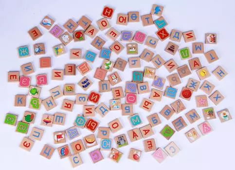 МДИ "Веселая азбука - русский алфавит с картинками | Д436" - деревянный набор азбуки | 126шт