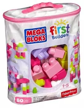 MEGA BLOKS Конструктор розовый в сумке "Мой первый конструктор" | 80 деталей