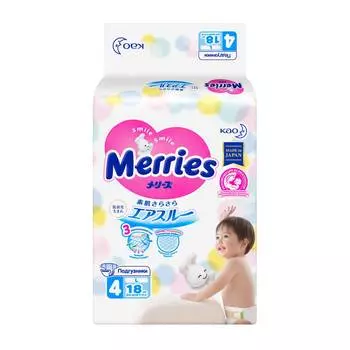 Merries Подгузники L (9-14 кг), 18 шт.