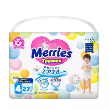 Merries Подгузники-трусики L (9-14 кг), 27 шт.