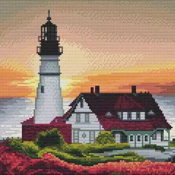 Molly Алмазная мозаика "Белый маяк", без подрамника, 30х30 см