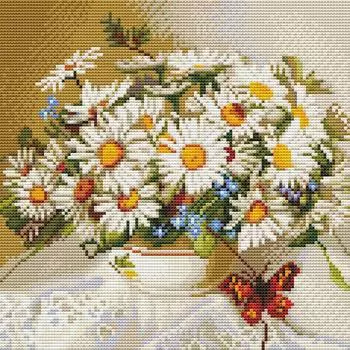 Molly Алмазная мозаика "Букет ромашек", без подрамника, 30х30 см