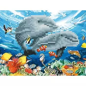 Molly Алмазная мозаика "Дельфины в море", 15х20 см