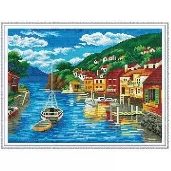 Molly Алмазная мозаика "Городок на заливе", 40х50 см
