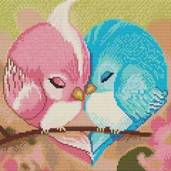 Molly Алмазная мозаика "Птицы неразлучники", без подрамника, 30х30 см