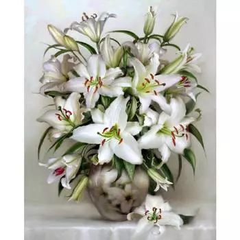 Molly Картина по номерам "Бузин. Букет белых лилий", 40x50 см