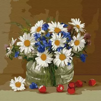 Molly Картина по номерам "Бузин. Ромашки и васильки", 30x30 см