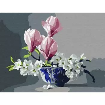 Molly Картина по номерам "Магнолия в вазе", 15x20 см
