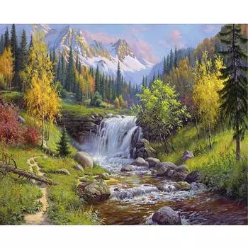 Molly Картина по номерам "Прищепа. Горный ручей", 40x50 см