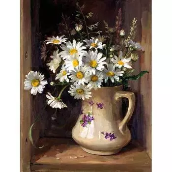 Molly Картина по номерам "Ромашки в кувшине", 40x50 см