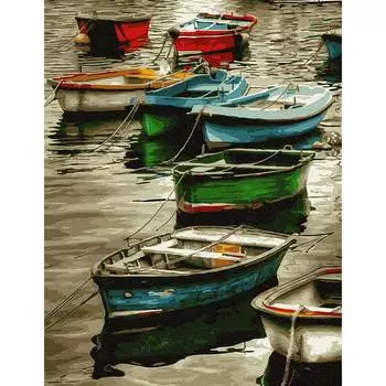 Molly Картина по номерам с цветной схемой на холсте "Лодочная станция", 30х40 см