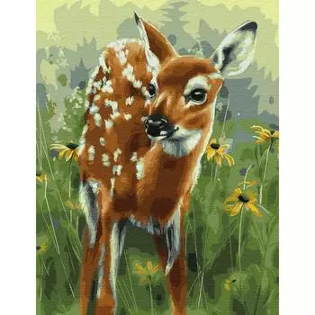 Molly Картина по номерам с цветной схемой на холсте "Оленёнок", 30х40 см