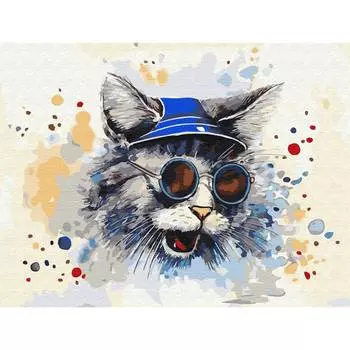 Molly Картина по номерам с цветной схемой на холсте "Кот-рокер", 30х40 см