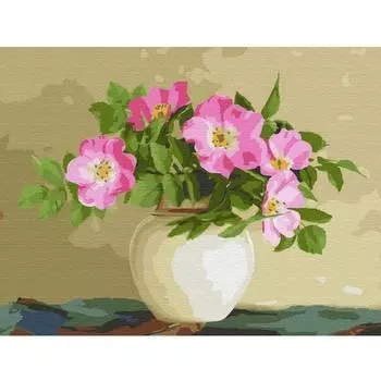 Molly Картина по номерам с цветной схемой на холсте "Бузин. Цветы шиповника", 30x40 см