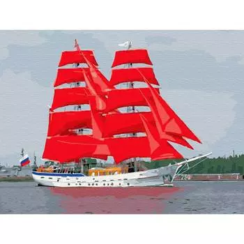 Molly Картина по номерам с цветной схемой на холсте "Бриг Россия", 30х40 см