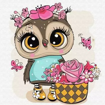 Molly Набор юного художника "Сова с корзиной цветов", 20х20 см