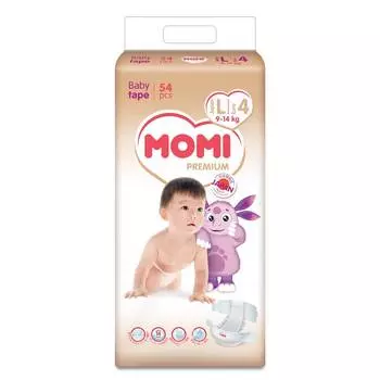MOMI Premium Подгузники L ( 9-14 кг), 54 шт