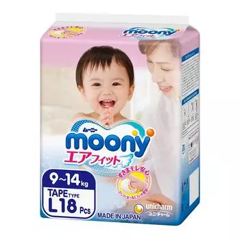 Moony Подгузники L (9-14 кг), 18 шт