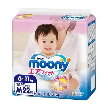 Moony Подгузники M (6-11 кг), 22 шт
