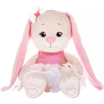 Мягкая игрушка MAXITOYS "Зайка в бело-розовом платьице со звездочками" 20 см.