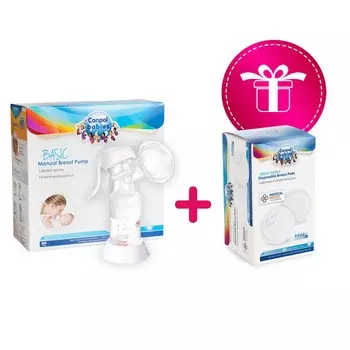 Набор Canpol №7, Молокоотсос ручной Basic и вкладыши для груди