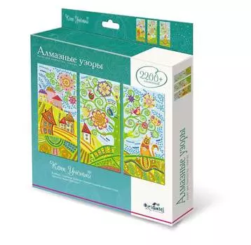 Набор для творчества ORIGAMI 04239 Алмазные узоры. Триптих. Кот