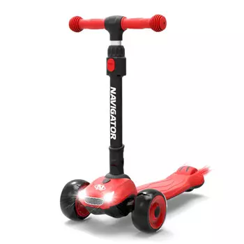 Navigator Трехколесный самокат, светящиеся колеса, красный