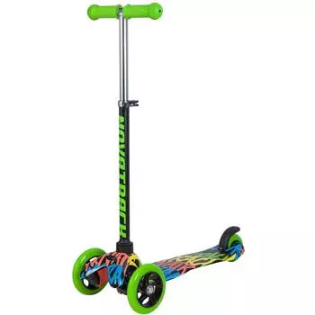 Novatrack Самокат-кикборд Disco-kids Graffiti, черно-зеленый
