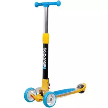 Novatrack Самокат-кикборд RainBow PRO TRANSPARENT, синий-оранжевый