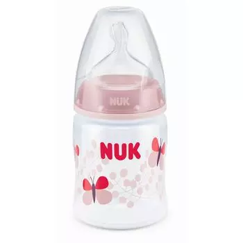 NUK First Choice + Бутылочка 150 мл с соской 0-6 мес. из силикона для заменителей грудного молока, бабочки 10743743/1