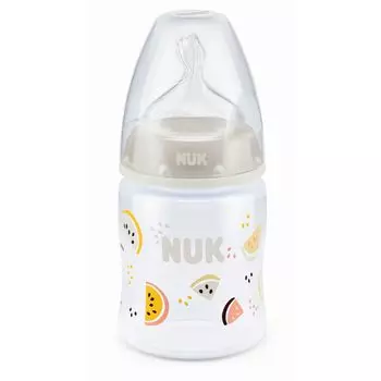 NUK First Choice + Бутылочка 150 мл с соской 0-6 мес. из силикона для заменителей грудного молока, арбуз 10743743/4