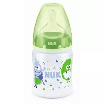 NUK First Choice + Бутылочка 150 мл с соской 0-6 мес. из силикона для заменителей грудного молока, монстрики 10743743/3