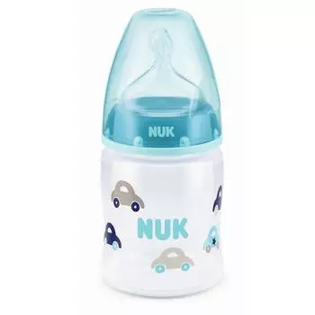 NUK First Choice + Бутылочка 150 мл с соской 0-6 мес. из силикона для заменителей грудного молока, машинки 10743743/2
