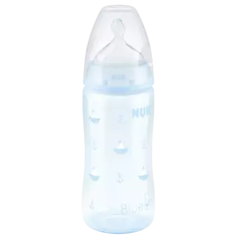 NUK First Choice + Бутылочка 300 мл с силиконовой соской 0-6 мес. для заменителей грудного молока, Baby Blue Кораблик