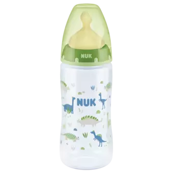 NUK First Choice + Бутылочка 300 мл с соской 0-6 мес. из латекса для заменителей грудного молока, зелёная