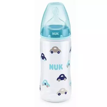 NUK First Choice + Бутылочка 300 мл с соской 0-6 мес. из силикона, для заменителей грудного молока, машинки 10741813/1