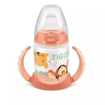NUK First Choice + Обучающая бутылочка 150 мл, 6-18 мес. с силиконовой насадкой и ручками, Медвежонок Винни Тигра 10743826/4