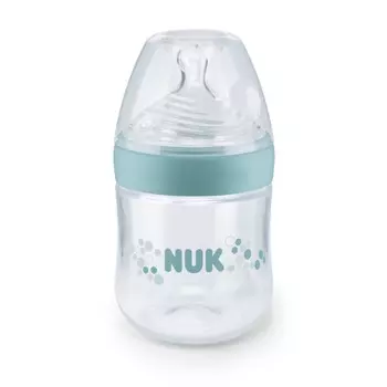 NUK Nature Sense Бутылочка 0-6 мес. 150 мл с соской из силикона для грудного молока и воды бирюзовая
