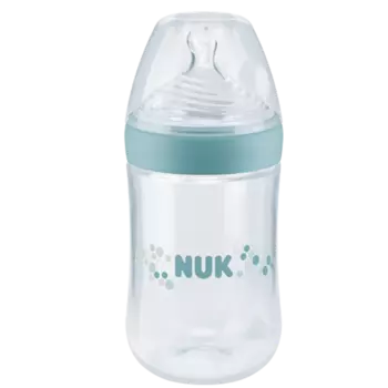 NUK Nature Sense Бутылочка 260 мл с соской 6-18 мес. из силикона для заменителей грудного молока, изумрудная
